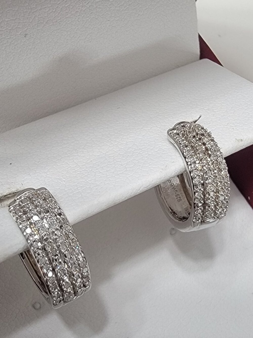 1.8ct Helzberg Diamond Hoop Earrings Sterling Silver